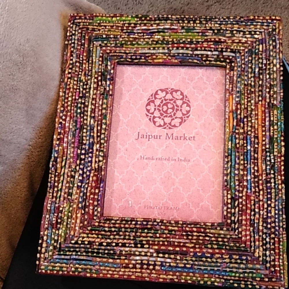 5x7 Handmade Glass bead frame from India